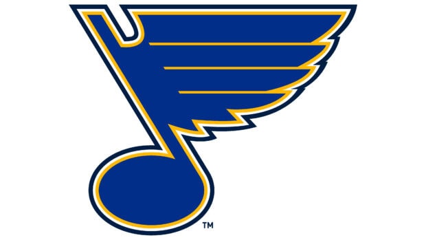 The St Louis Blues logo features a blue musical note with wings, 4K Desktop Wallpaper