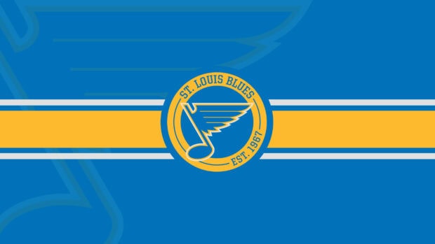 The St Louis Blues logo with yellow and blue stripes in the center, 2K Desktop Wallpaper