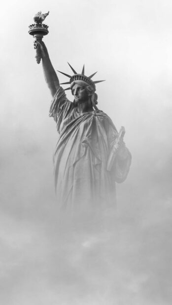 The Statue of Liberty surrounded by mist and fog stands tall and proud, HD Phone Wallpaper