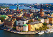 A vibrant view of Stockholm with historic buildings and waterways showcasing Stockholm architecture