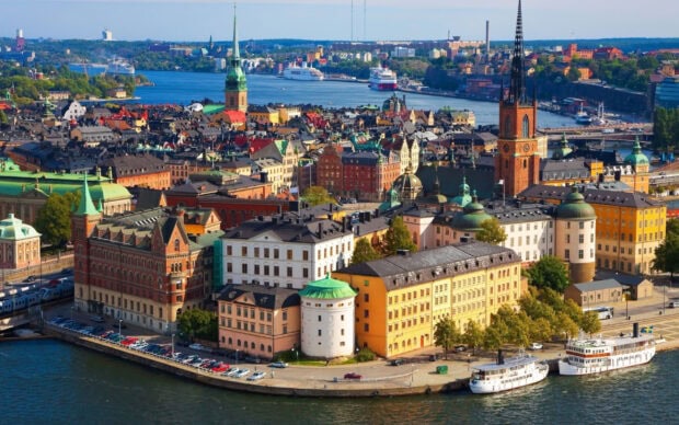 A vibrant view of Stockholm with historic buildings and waterways showcasing Stockholm architecture
