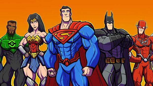The group of super heroes stands ready for battle in this vibrant artwork, 4K Desktop Wallpaper