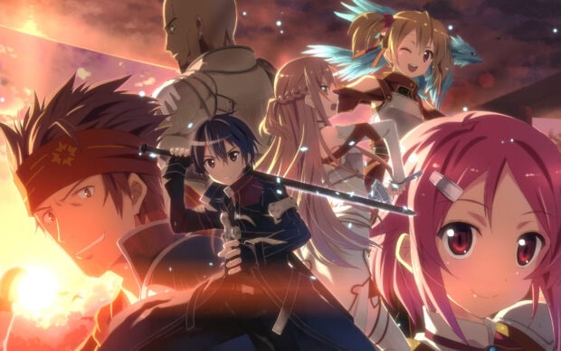 Sword Art Online wallpapers featuring main characters in action, 2K Desktop Wallpaper