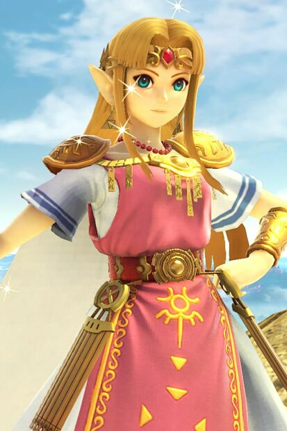 A close up view of a female character from The Legend Of Zelda with detailed clothing and accessories, HD Mobile Wallpaper