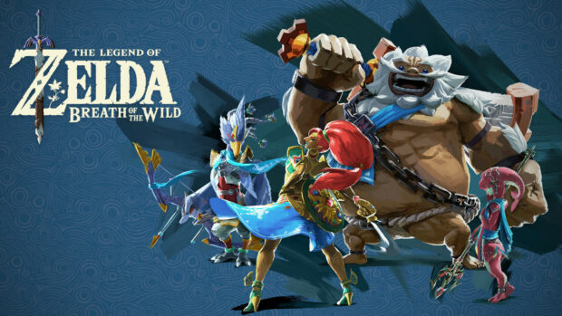 The Legend of Zelda characters prepare for battle in a vibrant scene from Breath of the Wild, 2K Desktop Wallpaper