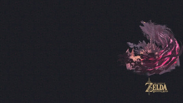The Legend of Zelda artwork shows a castle with a wolf in dark purple tones, 4K Desktop Wallpaper