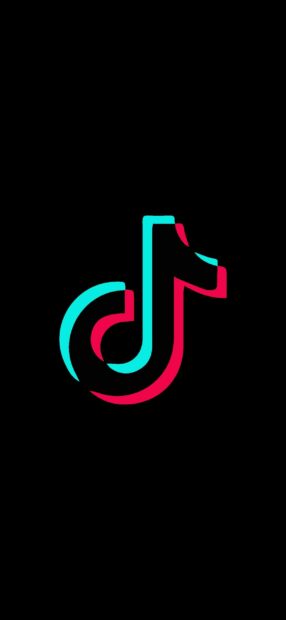 A vibrant tiktok logo with blue and red outlines on a black background
