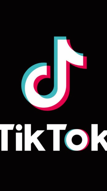 The TikTok logo with vibrant cyan and pink outlines on a black mobile screen