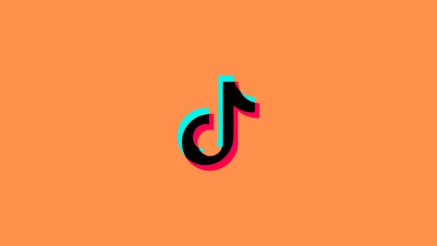 TikTok logo design with vibrant colors on an orange background for a modern aesthetic