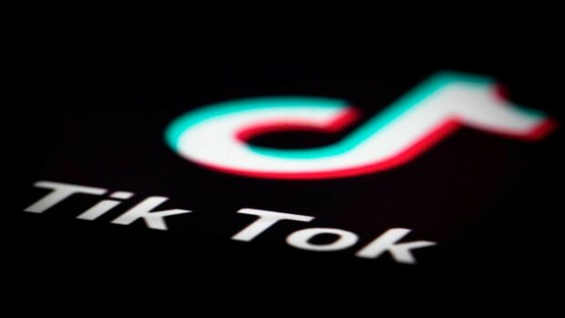 Close up of TikTok digital logo display on screen