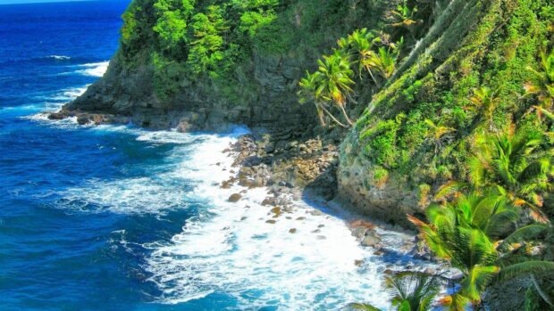 Dominica Island Wallpapers show a scenic natural landscape, HD Desktop Wallpaper