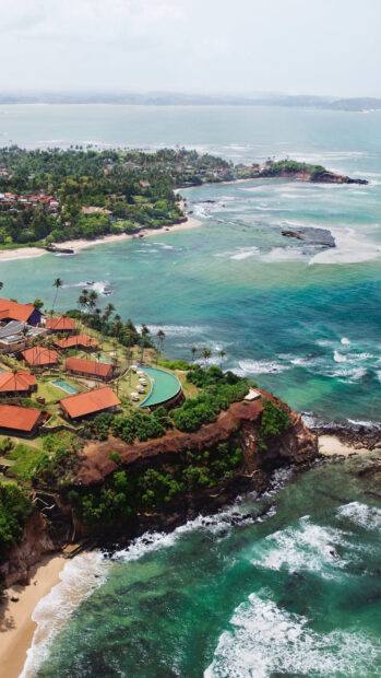 Aerial view of a tropical coastline with clear blue waters in Sri Lanka wallpapers, HD Mobile Wallpaper