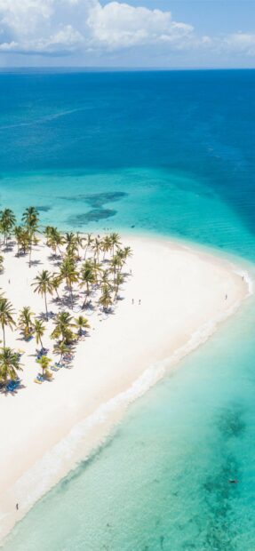 The Dominican Republic showcases turquoise waters and palm trees on a pristine beach, 2K Mobile Wallpaper