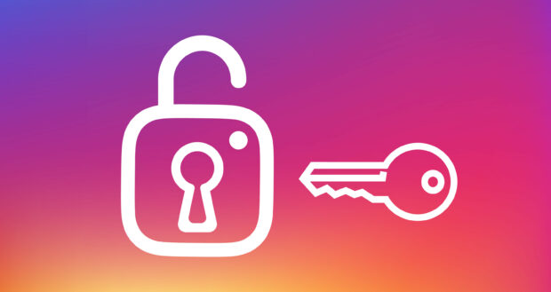 A white unlocked padlock and key icon on a vibrant gradient background relates to Instagram wallpapers, 2K Desktop Wallpaper