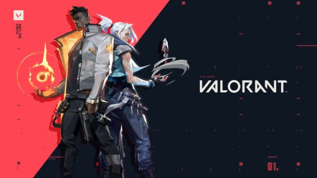 Valorant characters standing back to back with abilities ready in the game Valorant