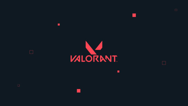 Valorant logo in red with geometric shapes on dark background featuring Valorant design