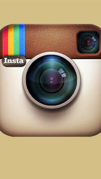 The image shows a vintage Instagram logo with retro colors and a camera lens, HD Phone Wallpaper