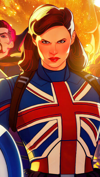 A strong What If Wallpapers character stands with determination and fiery background, HD Phone Wallpaper