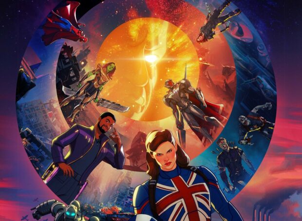 The What If Wallpapers show various heroes and villains in a cosmic scenario with a bright sun, HD Desktop Wallpaper