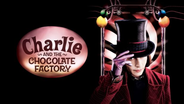 Willy Wonka character tipping his hat in a scene from Charlie and the Chocolate Factory