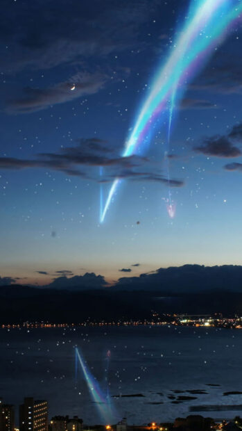 The beautiful night sky with glowing streaks in Your Name wallpapers, HD Mobile Wallpaper