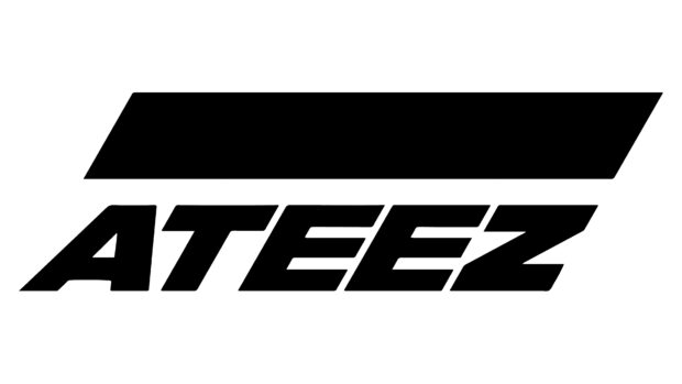 The Ateez logo in bold black letters on a white background