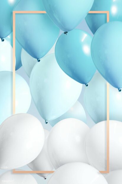 Blue and white balloons floating for birthday party celebration decoration