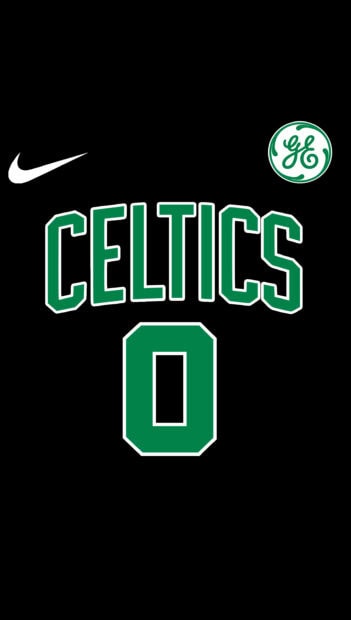 Boston Celtics jersey with number zero on a black background