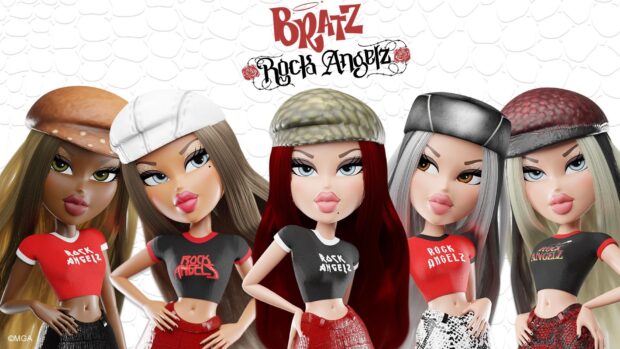 Bratz Dolls featuring Rock Angelz style with various hats and fashionable outfits