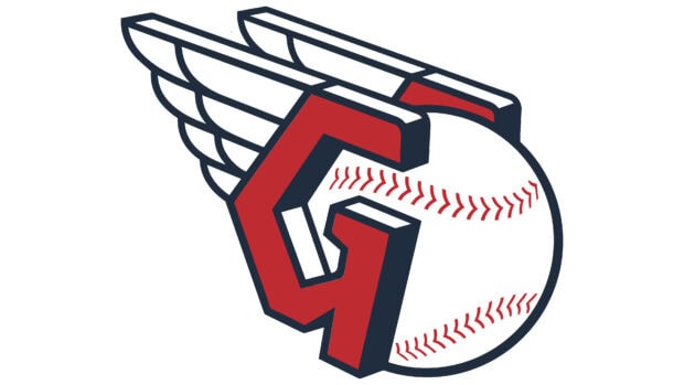 The Cleveland Guardians logo with a winged G and baseball details