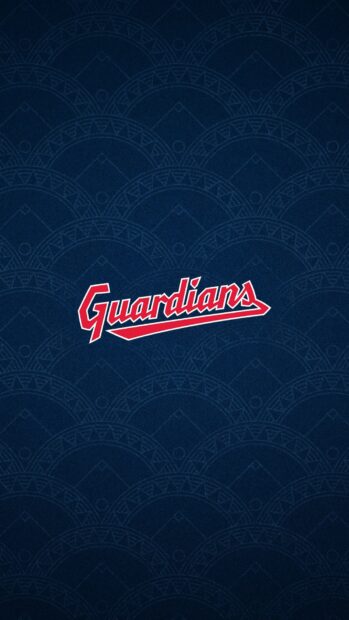 Cleveland Guardians logo on a blue textured background with geometric patterns