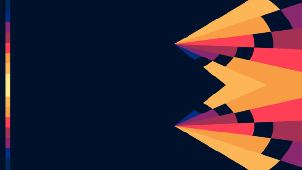 Abstract color palette design with warm and cool tones on dark background