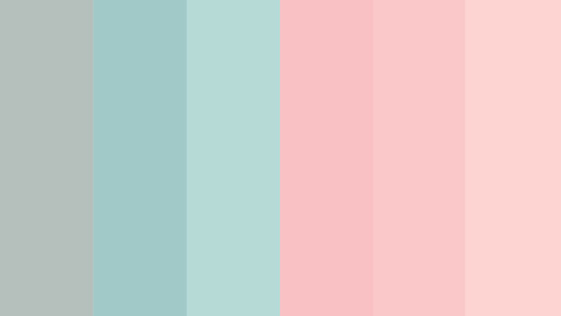 Soft pastel color palette featuring muted green blue and pink tones for design inspiration