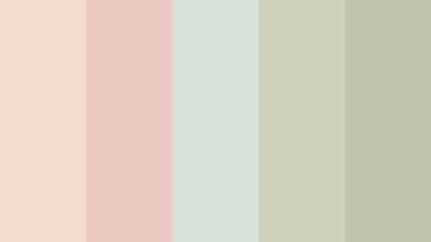 Soft pastel color palette with muted pink green and beige shades