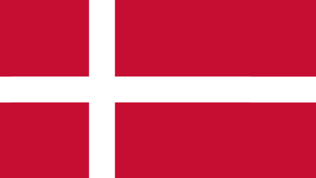 The Denmark flag design with a white Nordic cross on a red field representing Denmark