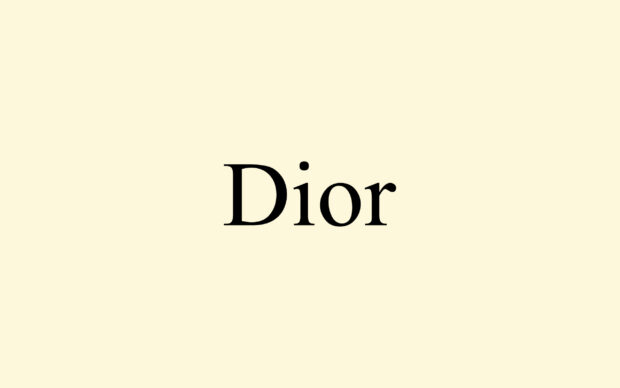 Dior logo text on a light beige background showing Dior brand name