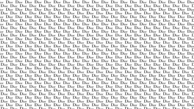 Repeating pattern of the word Dior in black serif font on a white background