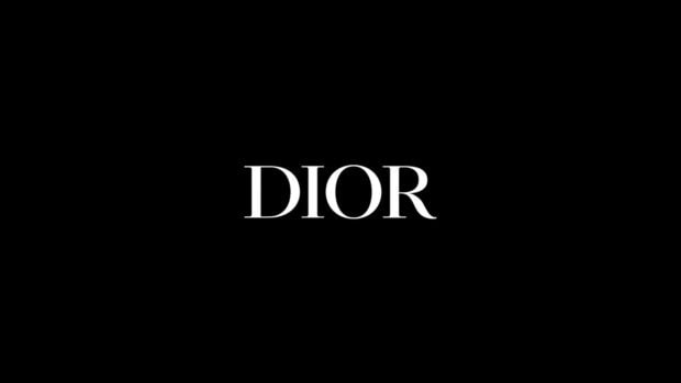 Dior logo text in white on a black background representing Dior brand