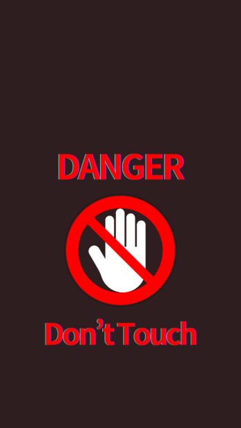 Warning sign with hand symbol and dont touch message in bold text