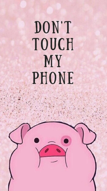 Dont Touch My Phone Wallpaper HD Mobile A cute pink pig with a serious expression standing under the phrase dont touch my phone