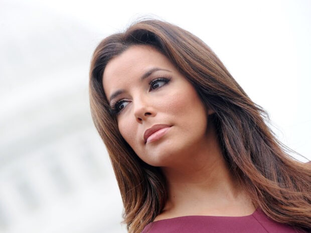 Eva Longoria close up portrait with natural makeup and long hair