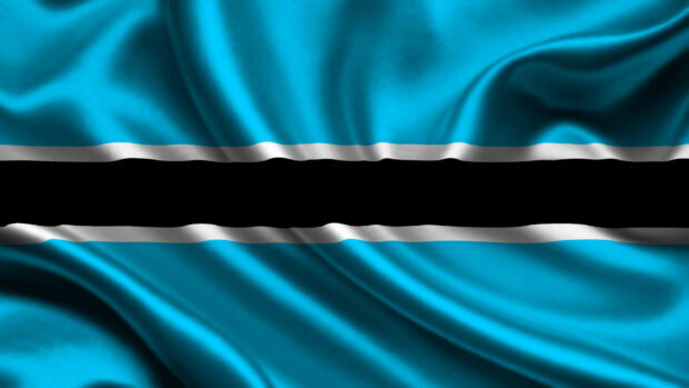 Waving Botswana flag with blue white and black stripes in high quality