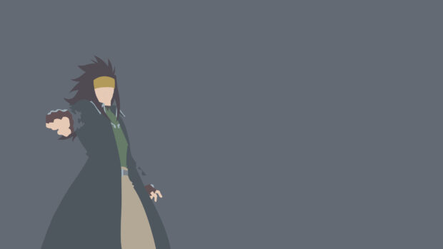 Gajeel Redfox character standing with an outstretched arm on a plain background