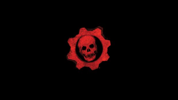Red Gears Of War skull logo on black background