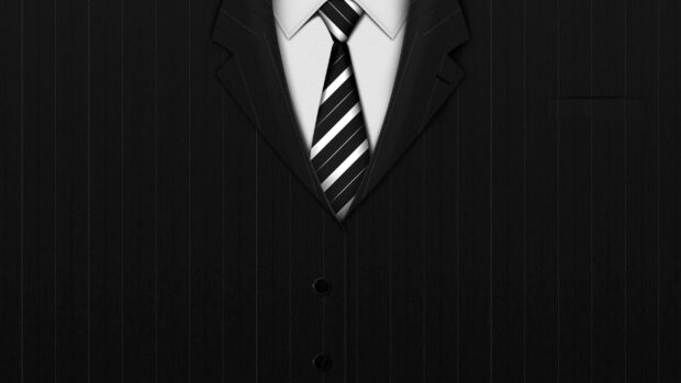 Black pinstripe suit and striped tie on a gentleman's formal outfit