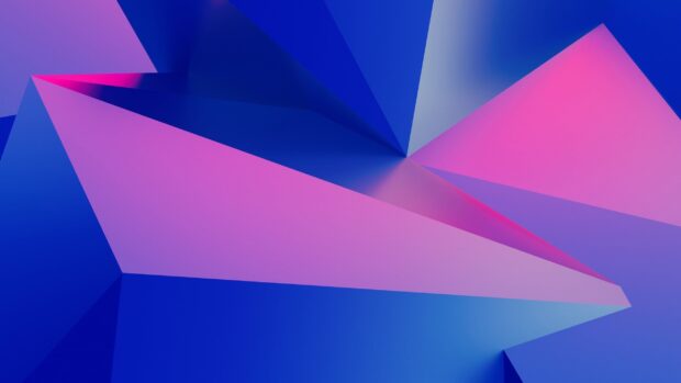 Abstract geometric shapes with gradient hues of blue and pink in a sharp angular design