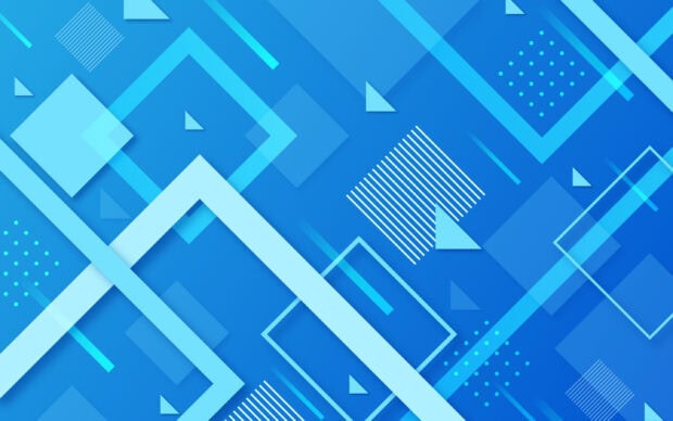 Blue geometric shapes design with squares and triangles in abstract style