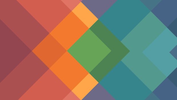 Colorful geometric shapes overlaying each other with green and orange tones