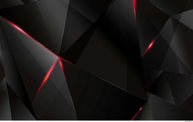 Dark geometric shapes with glowing red lines and sharp angles forming an abstract pattern