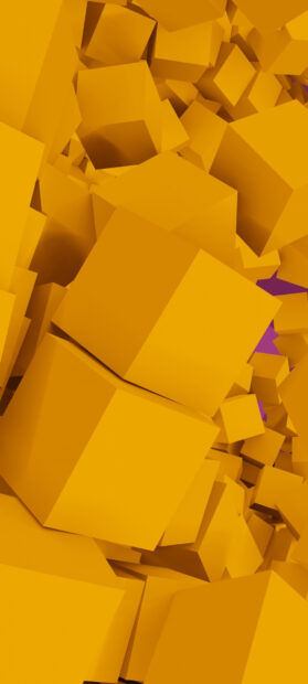 A cluster of yellow geometric shapes forming abstract cubes in a 3D arrangement